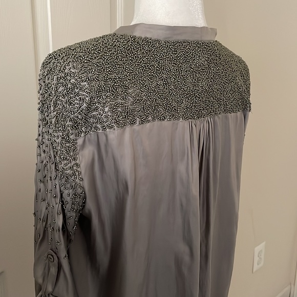 Elizabeth and James Beaded Silver/Gray Blouse - Picture 8 of 12